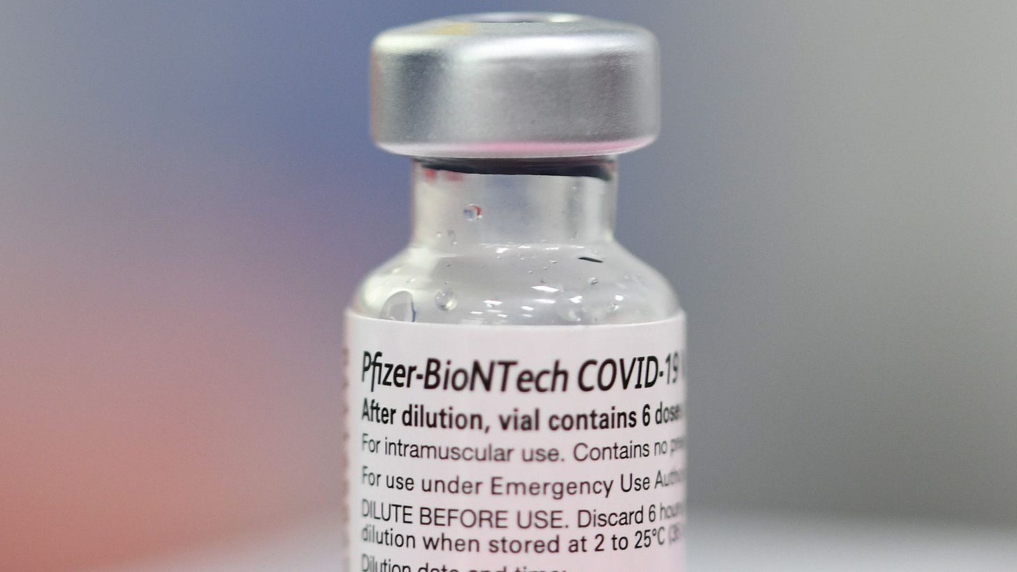 A vial of the Pfizer-BioNTech vaccine.