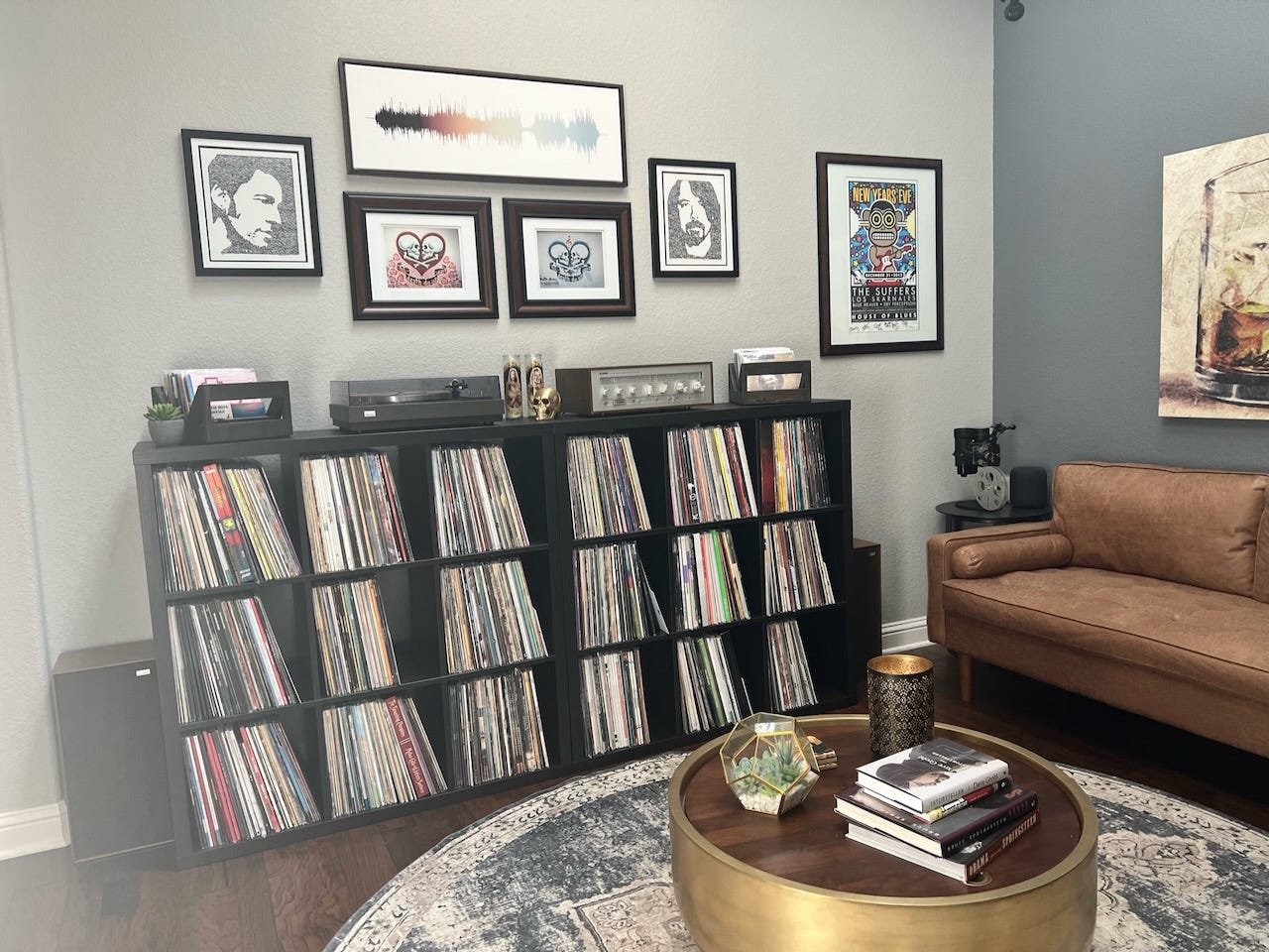 Room with a vinyl record collection