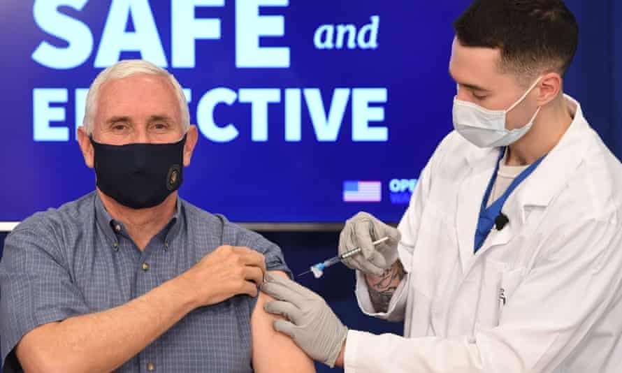 Mike Pence receives Covid-19 vaccine on live TV: 'I didn't feel a thing' | Mike  Pence | The Guardian