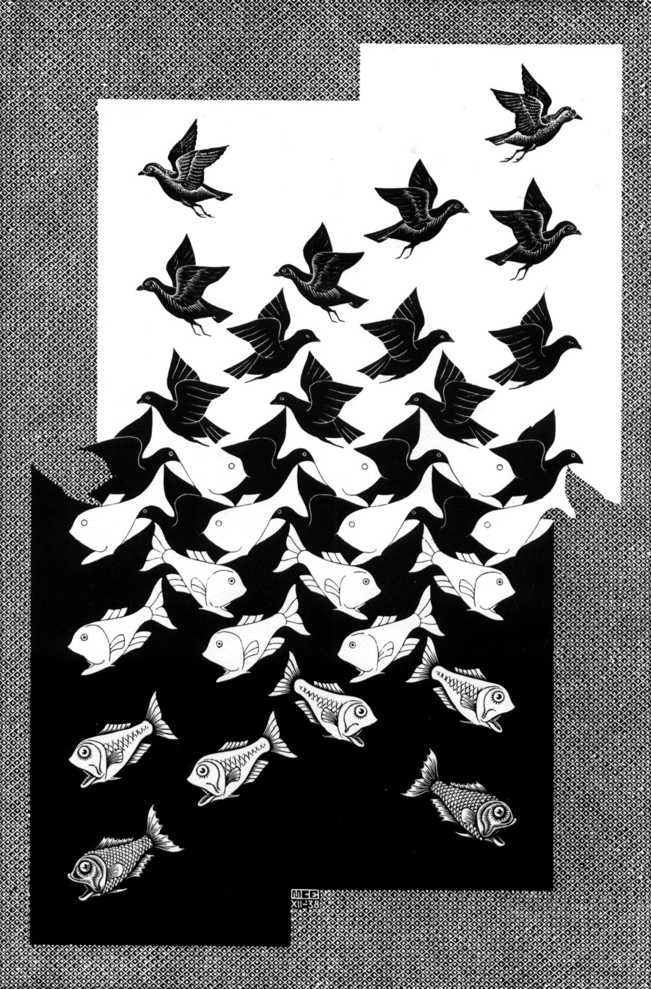 M.C. Escher on Twitter: &quot;Sky and Water II, 1938 #mcescher #opart  https://t.co/RgPXxu0rlZ&quot; / Twitter