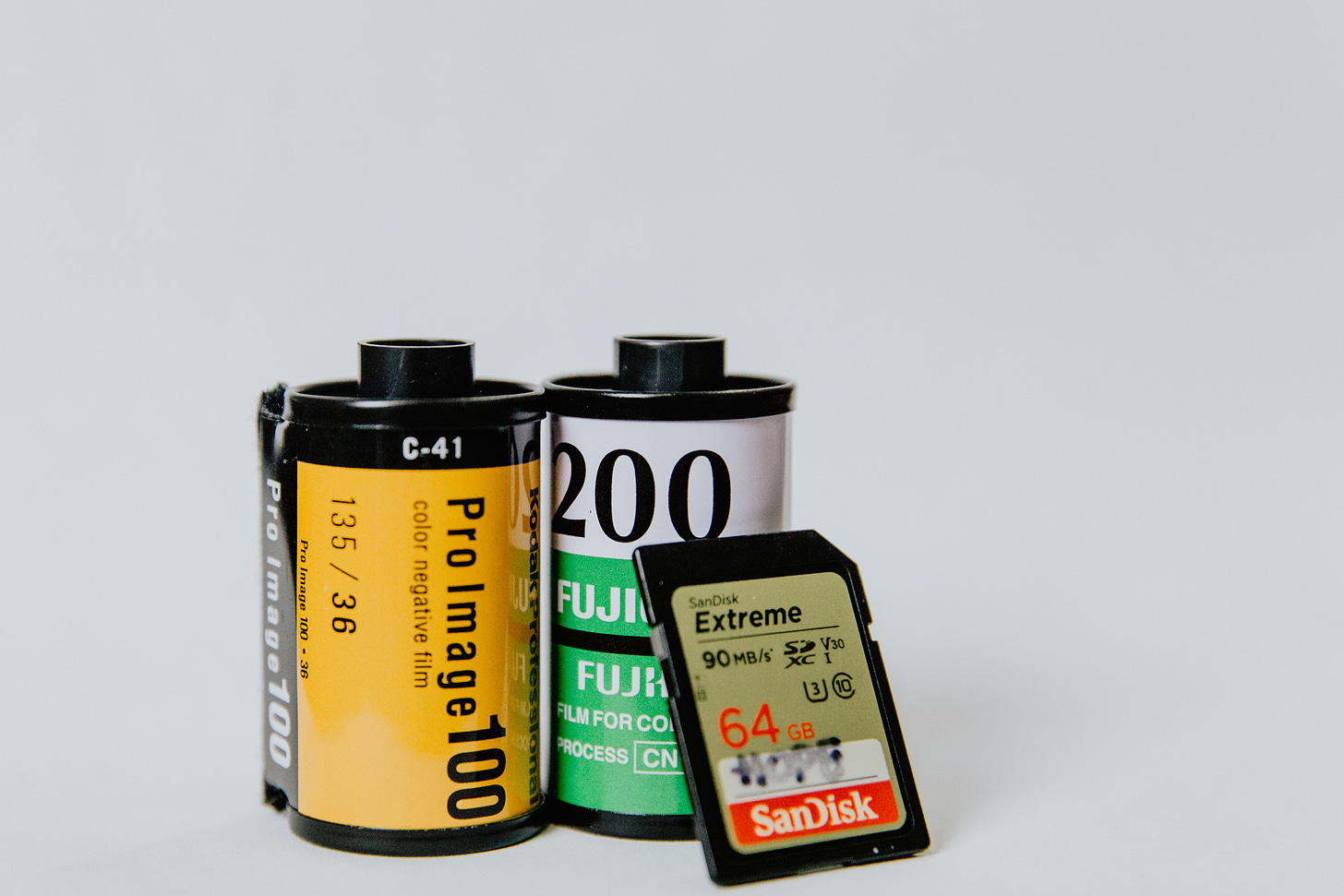 my last two rolls of film vs my daily SD card. Old and new. Analog vs digital.