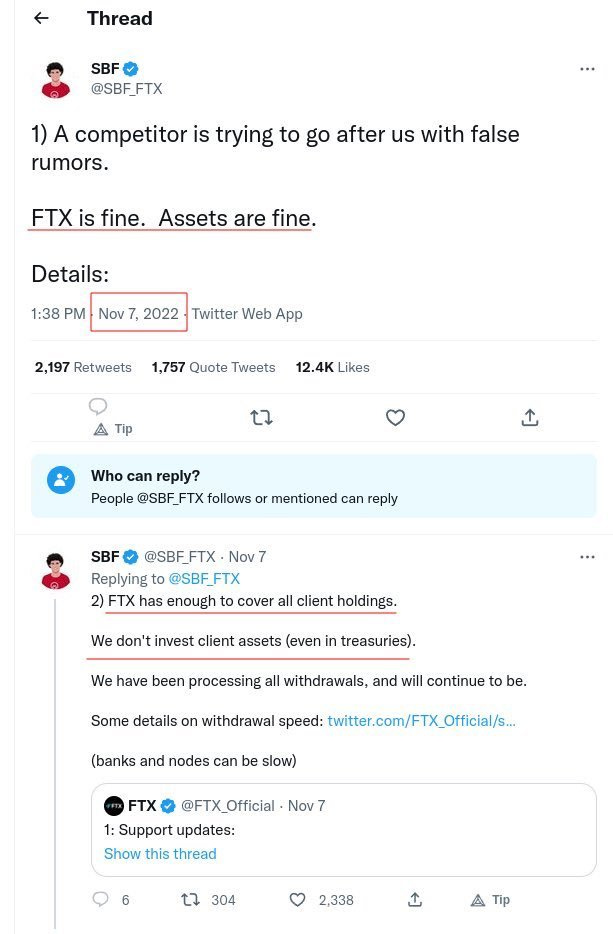 Dr. Julian Hosp on Twitter: "SBF deleting tweets about statements he made  in regard to not using customer assets, and all assets being backed, will  draw doubts to any other statement he