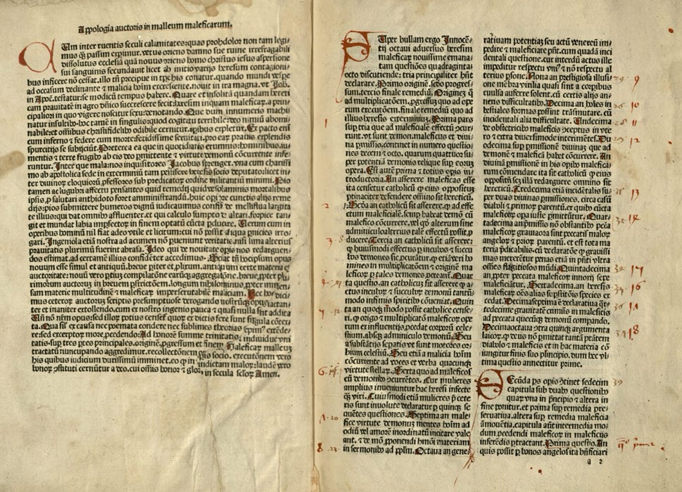 Amostra da primeira edição do Malleus Maleficarum