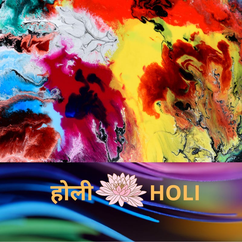 The image shows sprinkling of colours and represents Holi 2021