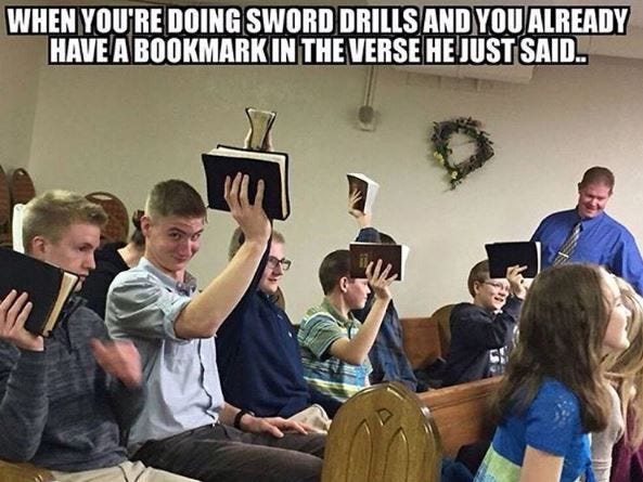 Sword drills #christian #memes | Christian jokes, Funny christian memes,  Christian memes