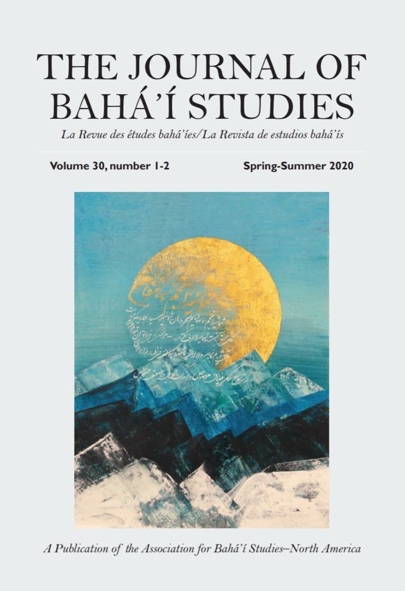 Cover page of Volume 30 of The Journal of Bahá’í Studies