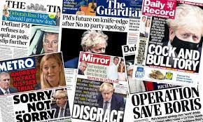 Disgrace': what the papers said as Boris Johnson faces calls to resign |  Newspapers | The Guardian