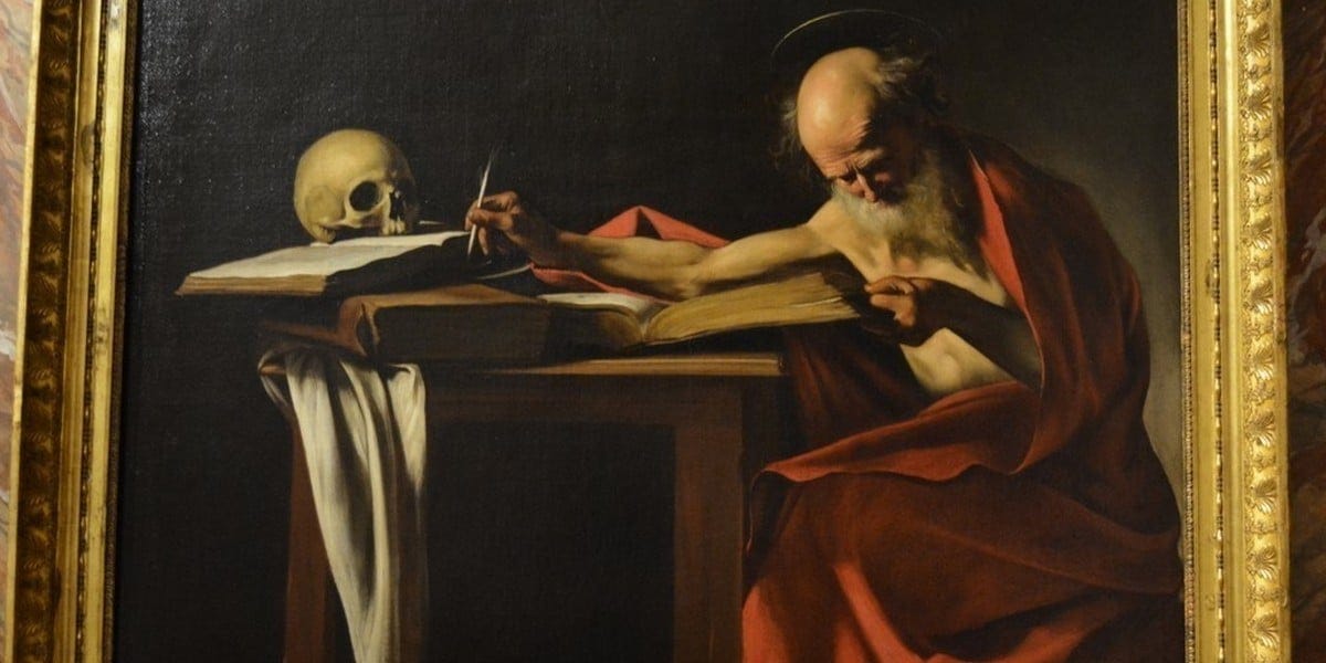 Saint Jerome Writing by Caravaggio in Borghese Gallery Rome