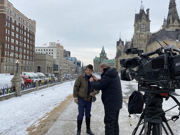 David Krayden interviewed by Fox News on Ottawa's Parliament Hill during Freedom Convoy protests Feb. 2022.