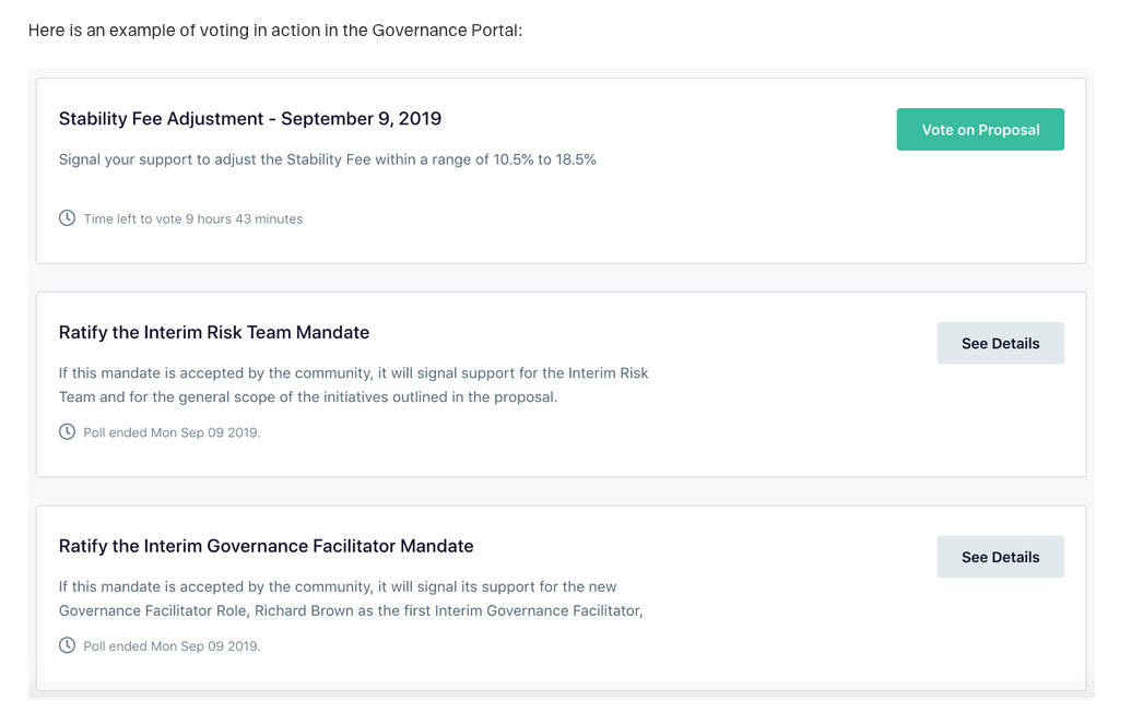 Here is how proposals and voting look like for makerdao.com