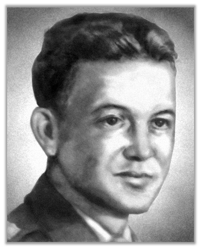 Black and white sketch of Travis Watkins, depicted from the shoulders up.