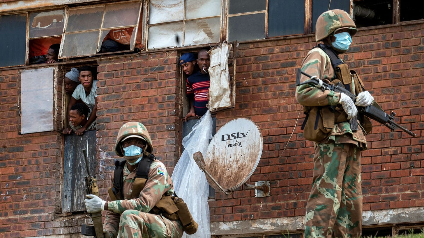 South Africa uses water cannon and rubber bullets to enforce lockdown |  Financial Times