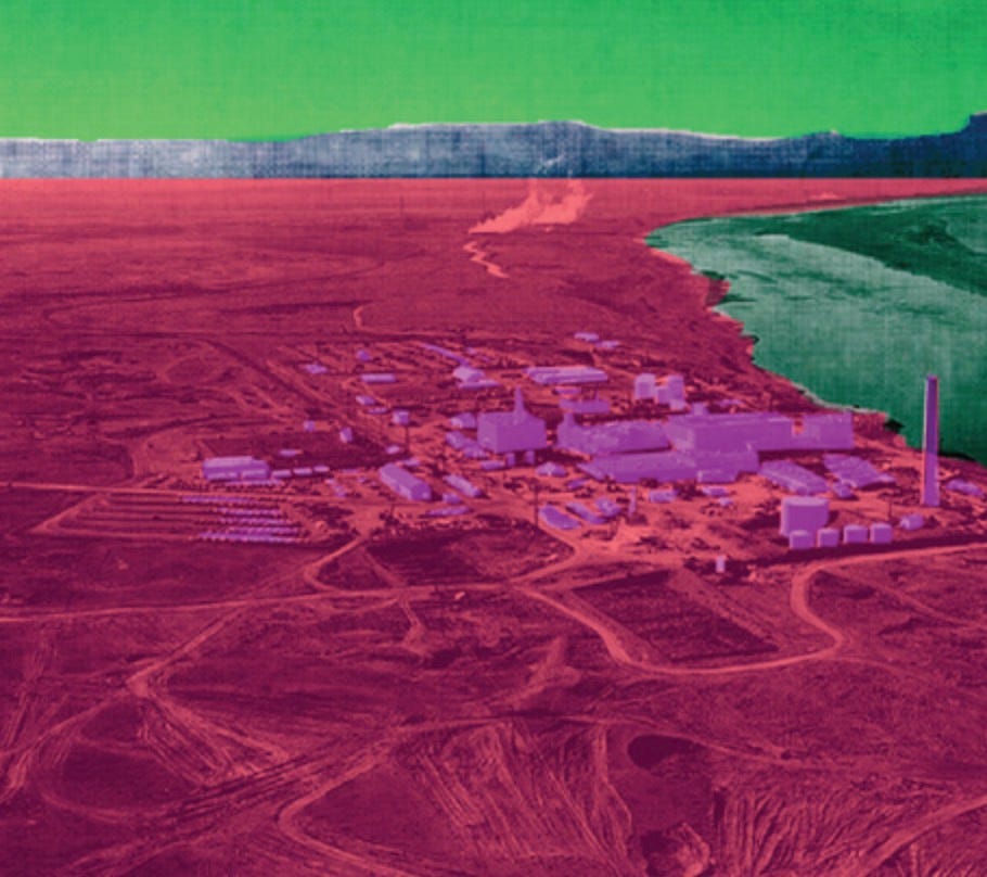 Hanford nuclear site, in multicolored imaging (spectography?)