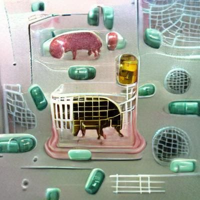 A pig in a cage on antibiotics