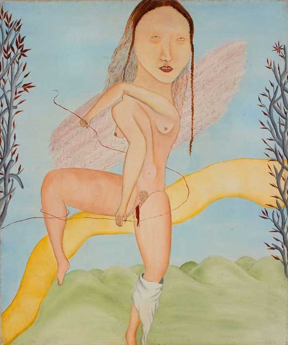 Cecilia Vicuña (b. 1948). Angel of Menstruation, oil on canvas. Guggenheim