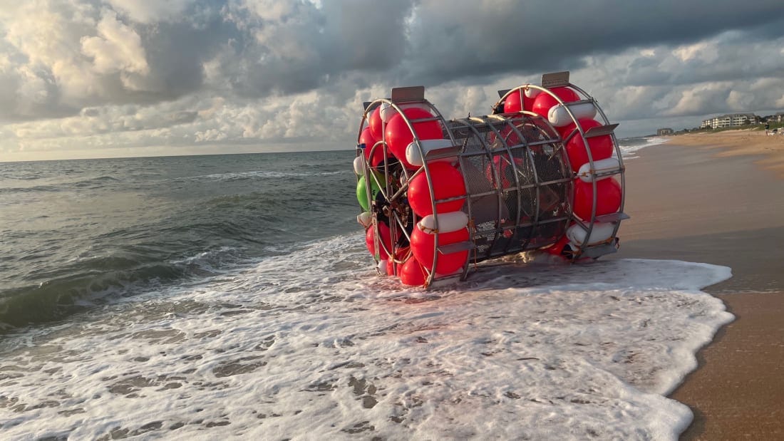 Baluchi brought his bubble vessel back to shore on Saturday because of equipment issues.