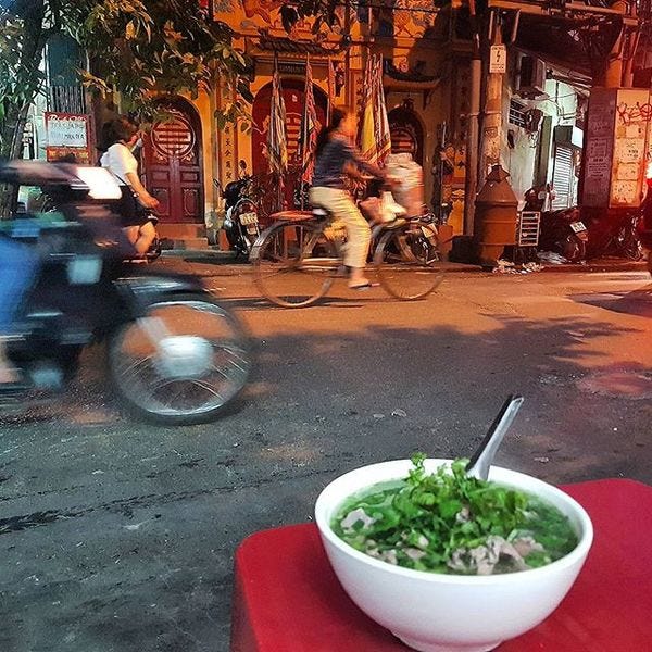 Pho on the streets of Hanoi.