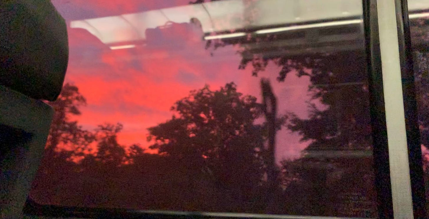 A photo of the sunset from my Amtrak car