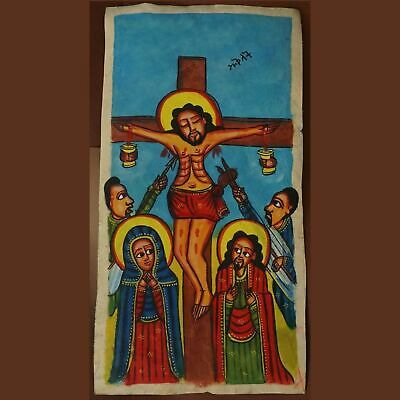 Ethiopian Religious Leather Painting Handpainted Unique, CRUCIFIXION JESUS  | eBay
