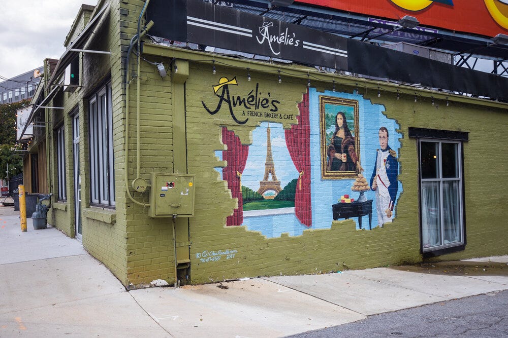 Another angle of the exterior of Amélie’s.
