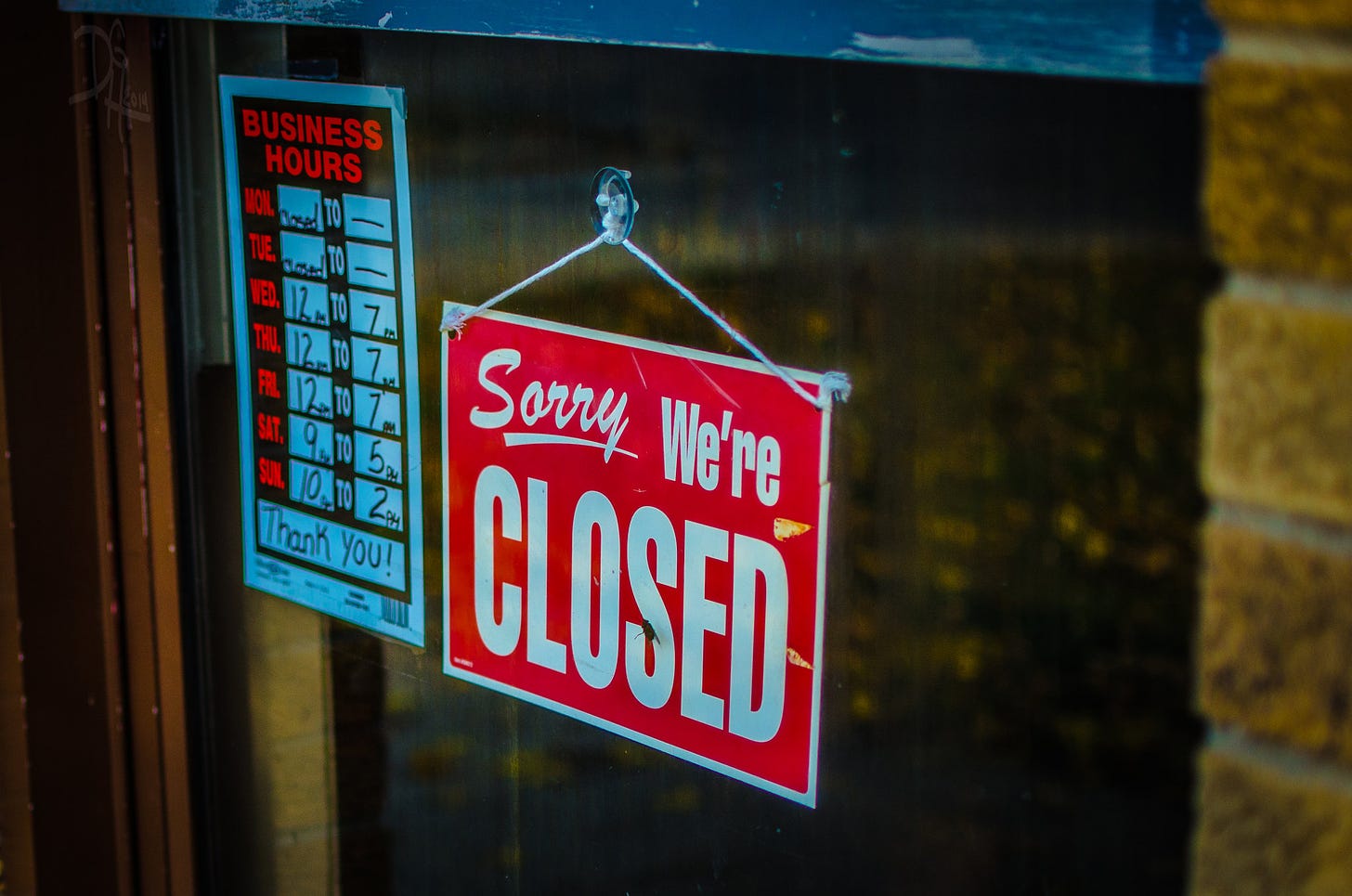 'Sorry, we're closed' sign