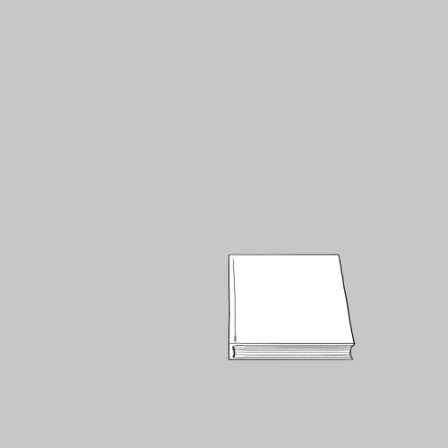 ilustração animada de um livro folheando-se sozinho, contra um fundo cinza, e um único olho desenhado acima, aberto, acompanhando as páginas que se abrem