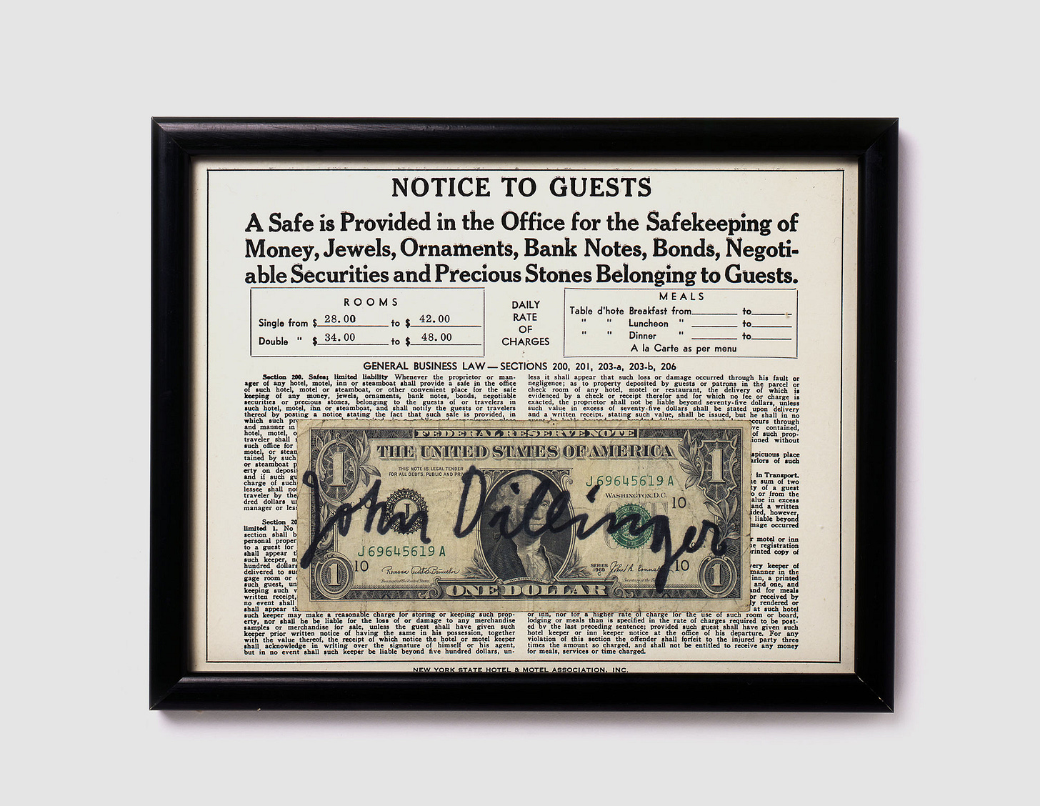 Joseph Beuys, Notice to Guests (1974)