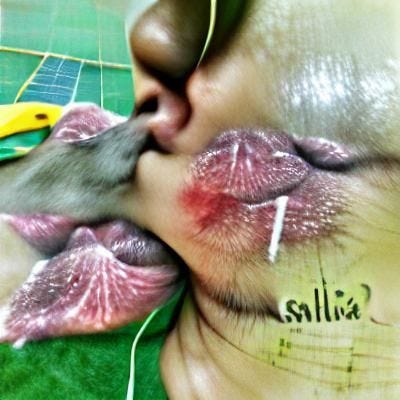 Still kisses with saliva