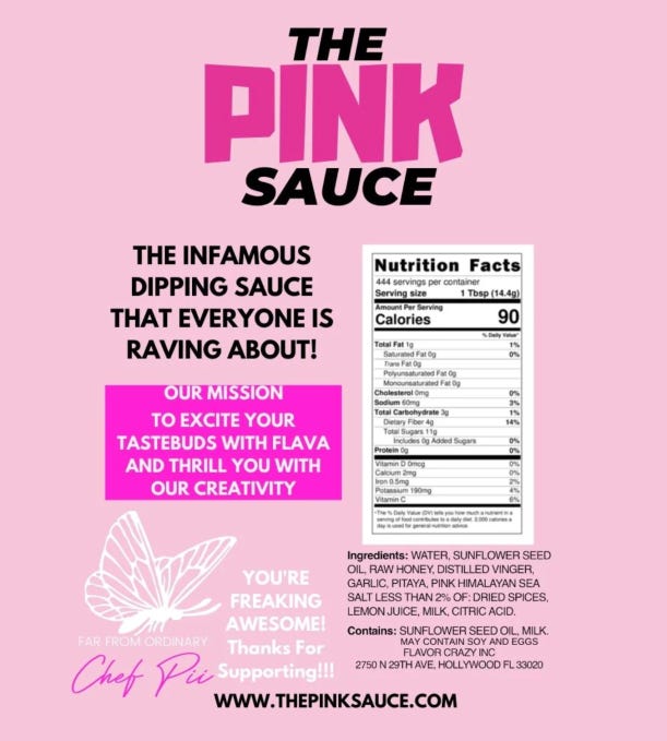 tiktok pink sauce label