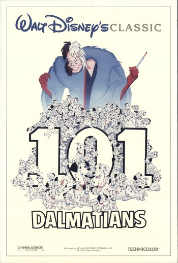 Theatrical re-release poster for One Hundred And One Dalmatians