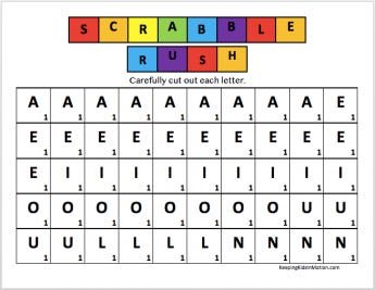 Scrabble Rush Scorecards 1