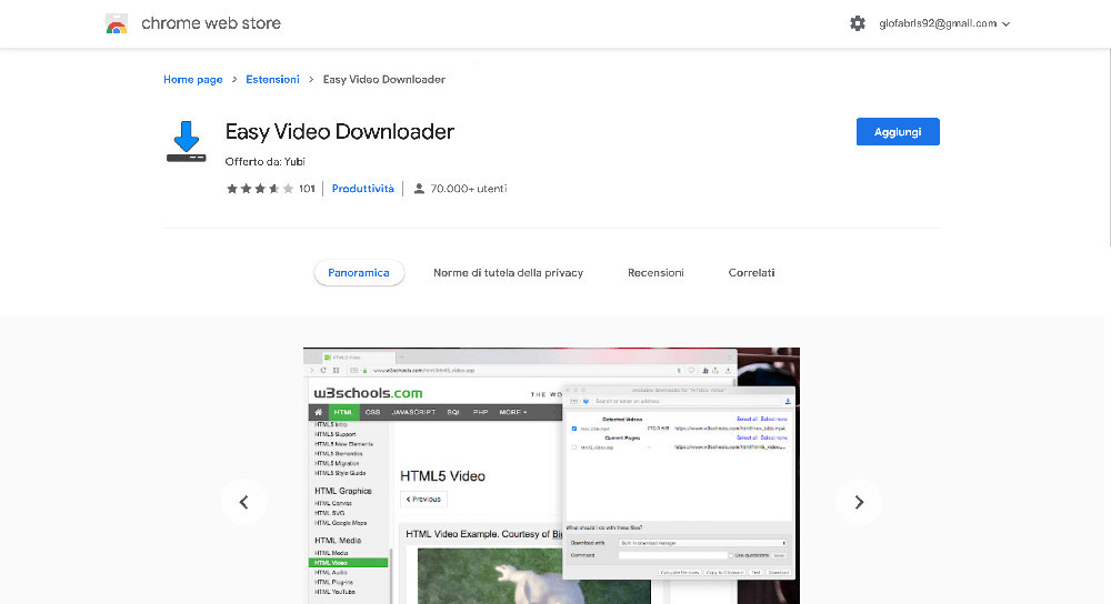 Easy Video Downloader estensione Google Chrome per scaricare video