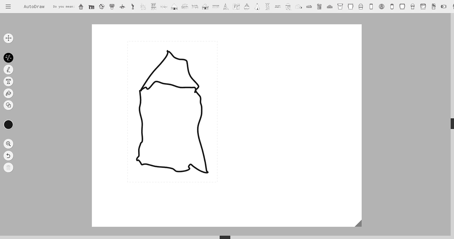 Very rough sketch of a house in Google AutoDraw