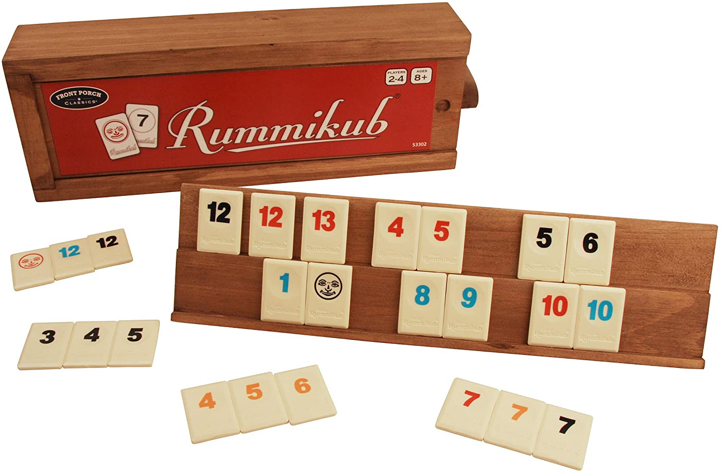 Amazon.com: Front Porch Classics Rummikub, Rummy Tile Board Game with  Durable Wooden Rack and Case for Travel, 106 Tiles: Toys & Games