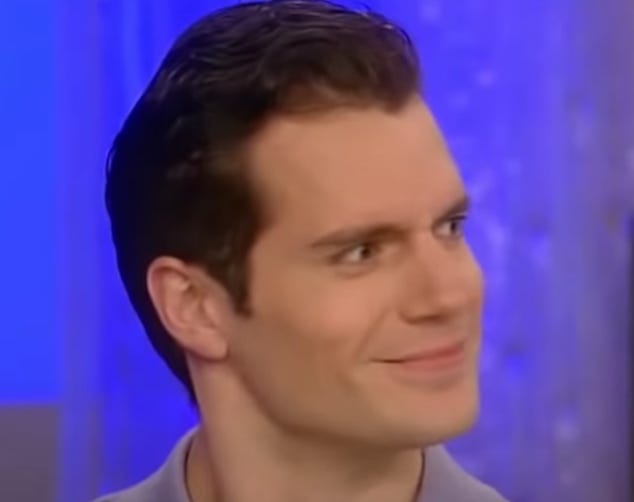 Henry Cavills face as he deals with the double standard for women