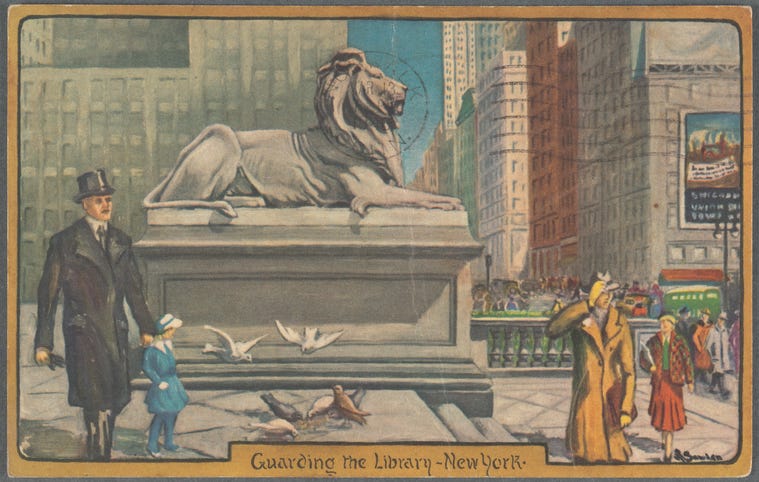 Guarding the library--New York - NYPL Digital Collections