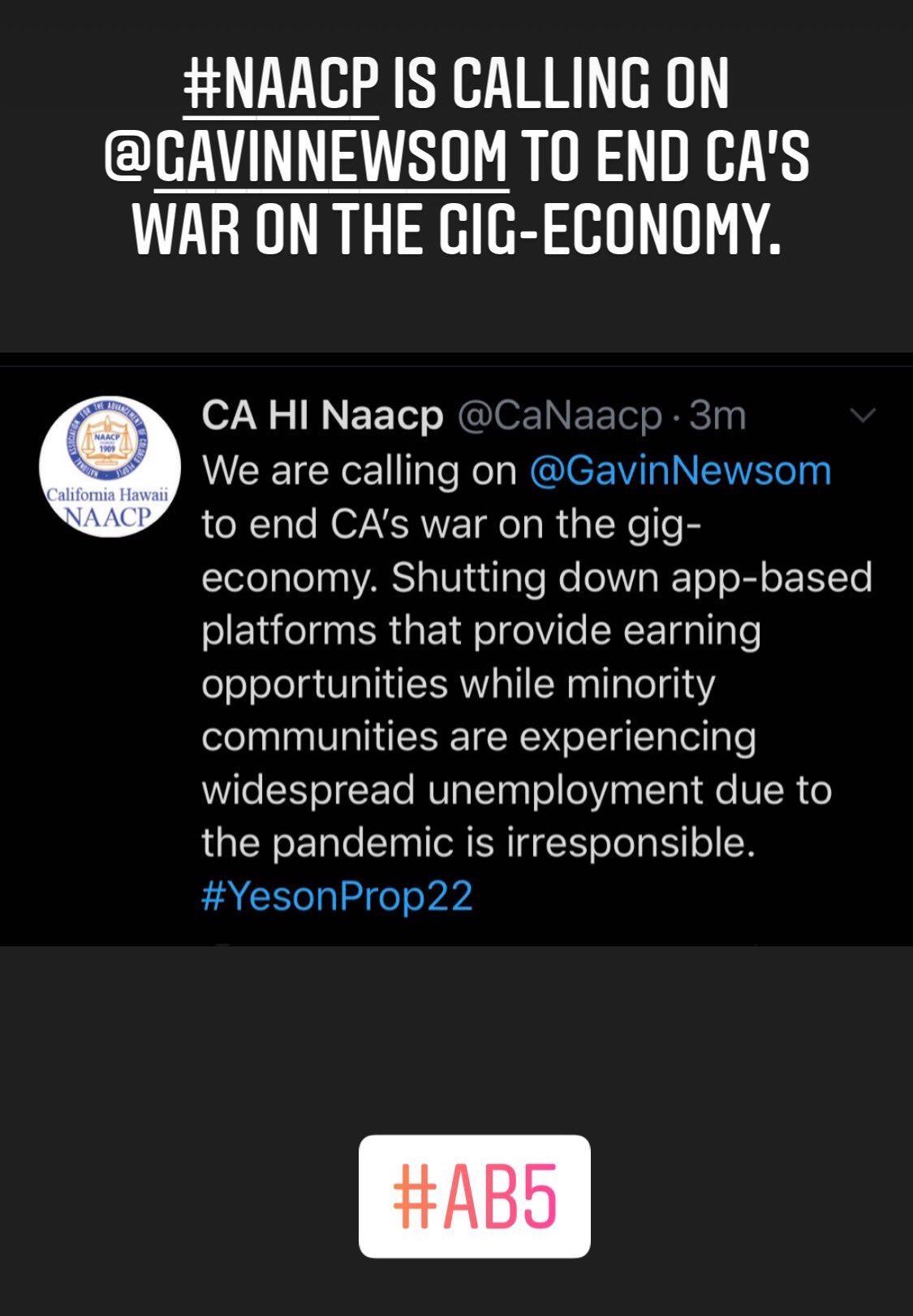 NAACP Calls Newsom to Stop War on Gig Economy