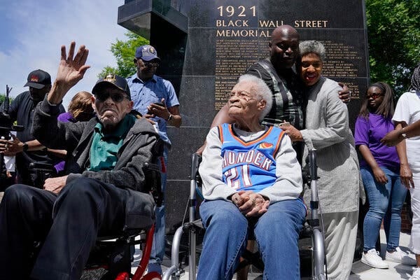Two siblings who survived the Tulsa Race Massacre, Hughes Van Ellis and Viola Ford Fletcher, attended a rally in the city on Friday. 