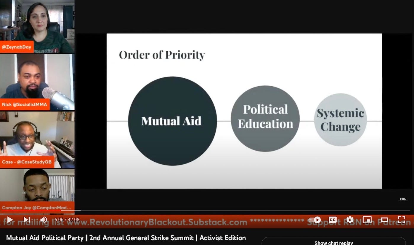 Order of Priority: Mutual Aid - Political Education - Systemic Change
