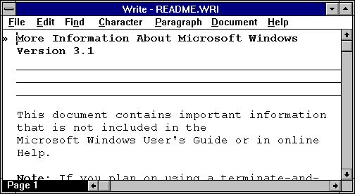 Text editor in Windows 3.1 (Write)
