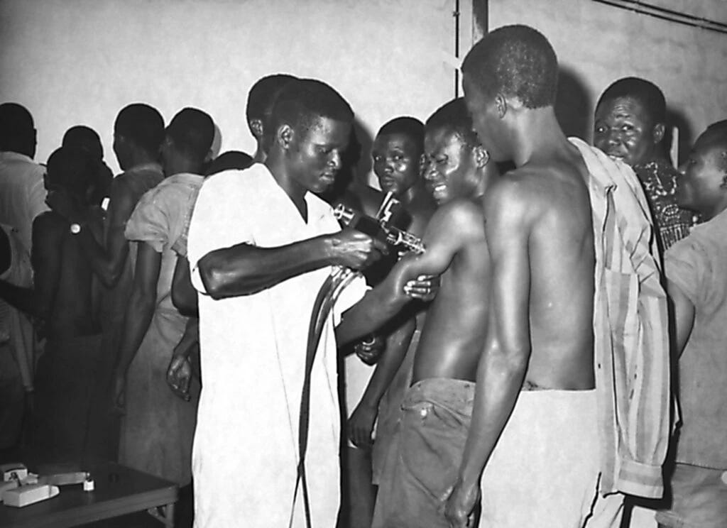 Smallpox vaccinations in Benin in 1968.