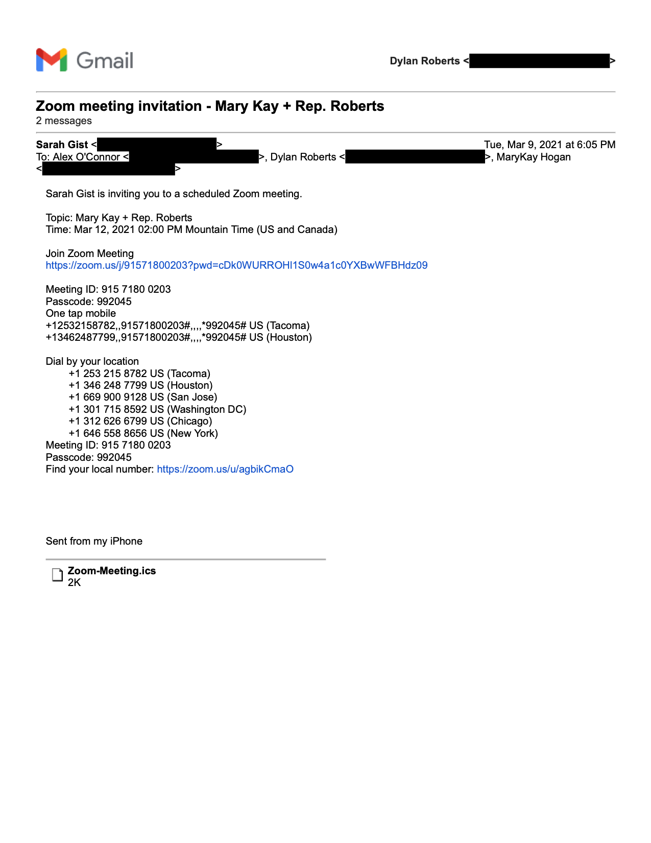 Email CO Rep Kyle Roberts Google Lobbyist