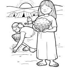 Gathering Manna Coloring Page