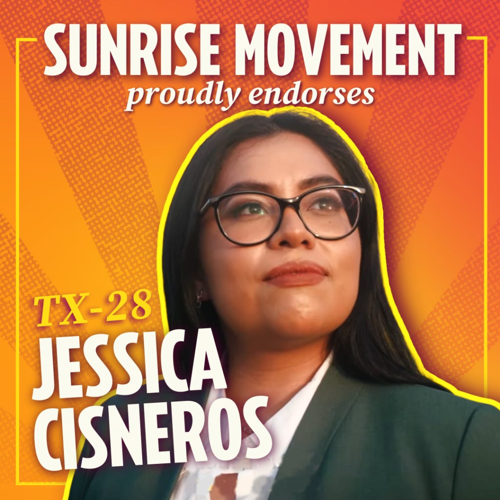 Sunrise Movement proudly endorses Jessica Cisneros for TX-28