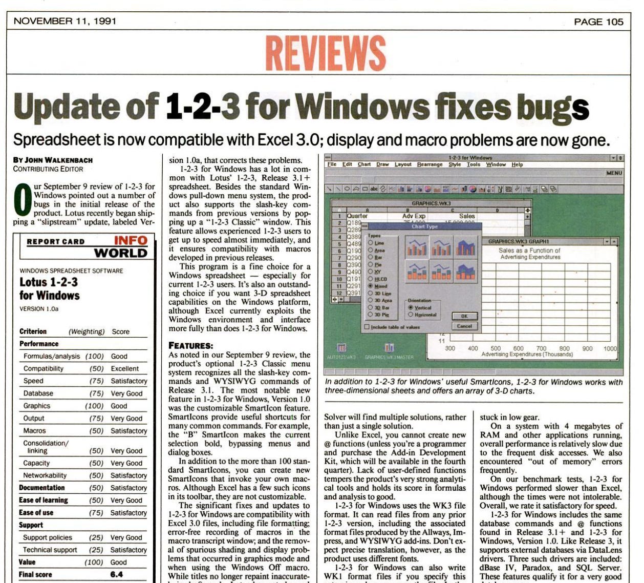 Update of 1-2-3 for Windows fixes bugs.