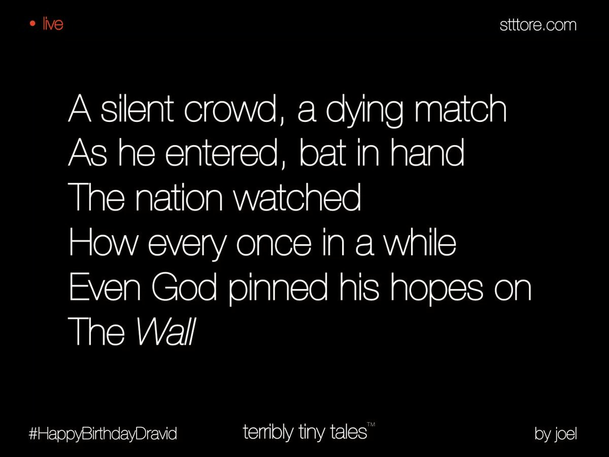 TTT on Twitter: "Joel Thottan writes on 'wall', suggested by Terribly Tiny  Tales #HappyBirthdayDravid #terriblytinytales #live https://t.co/3560WmrYV6"