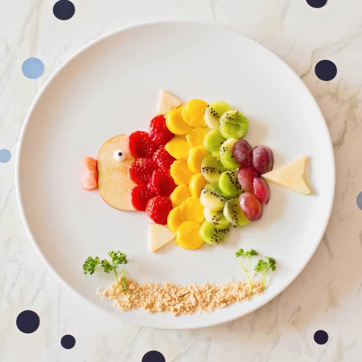 Rainbow Fruit Art For Kids | Simple Fish Food Art