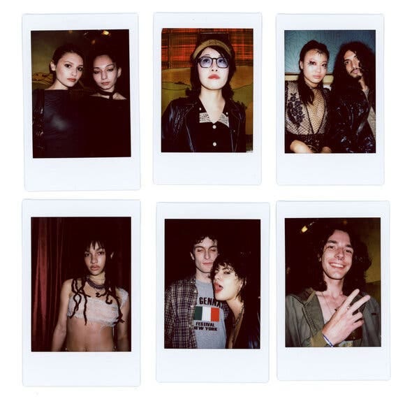 Polaroids of partygoers at the second anniversary party for Perfectly Imperfect, held at Baby’s All Right.