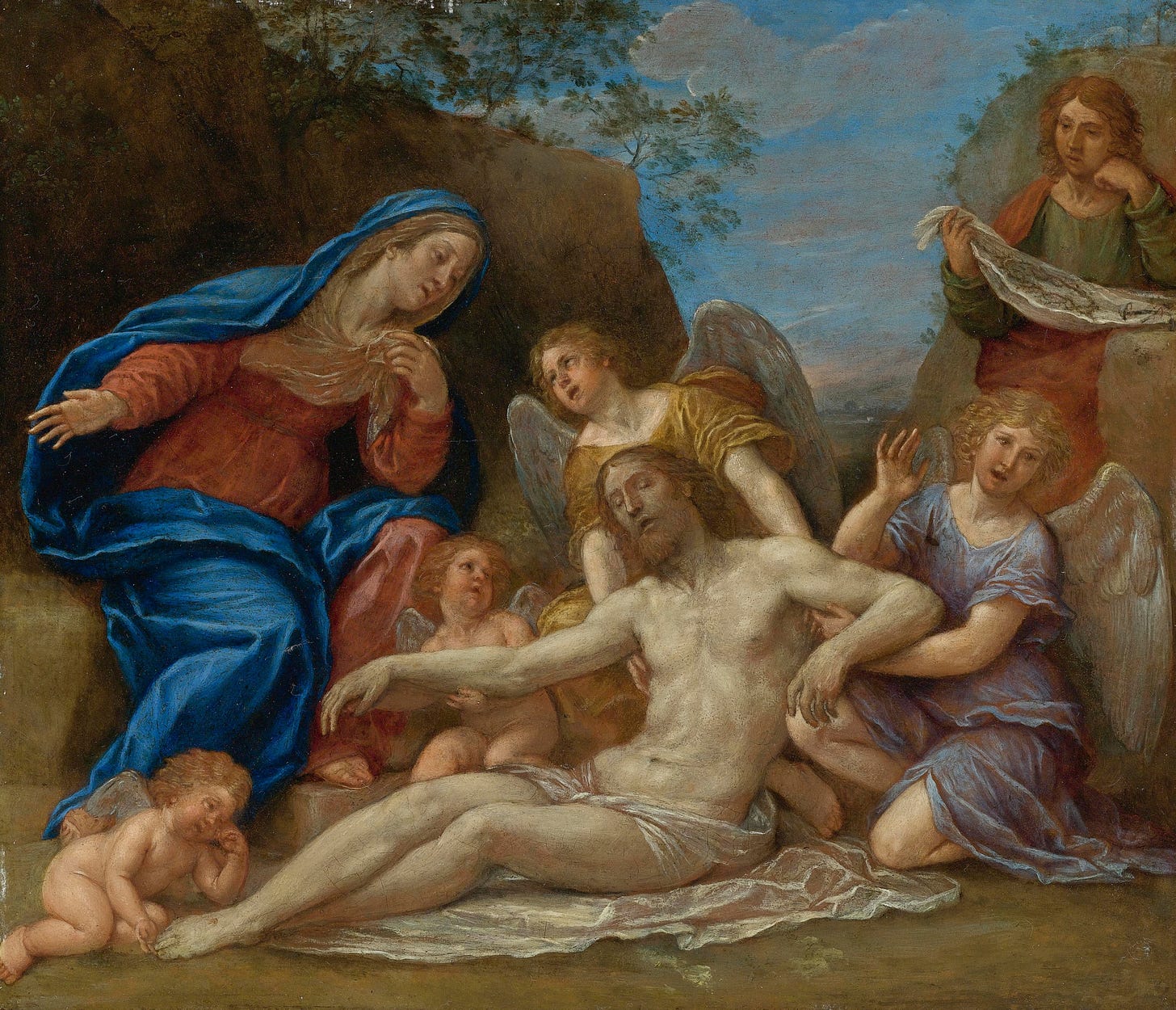 Lamentation With The Virgin, St. John And Angels by Francesco Albani (Italian, 1578 - 1660)