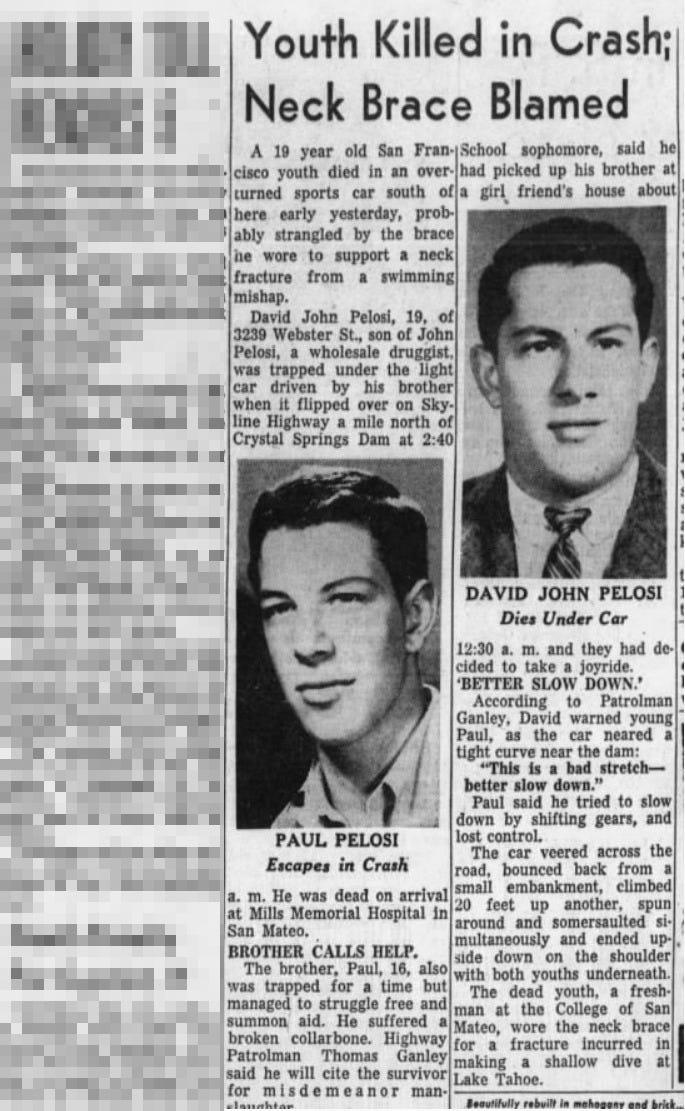 A 1957 news article from the San Fransisco Examiner explains the fatal crash